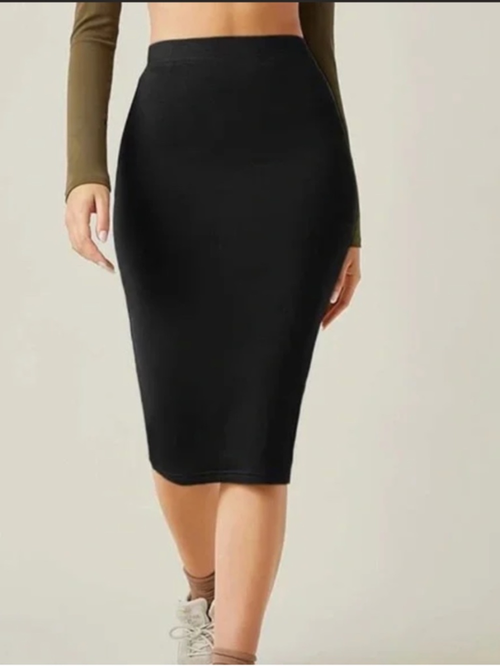 Wilfred Bodycon Black Pencil Skirt | Knee Length | Size M